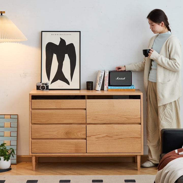 Scandinavian Oak Wood Chest Of 6 Drawers FLOATING LIGHT