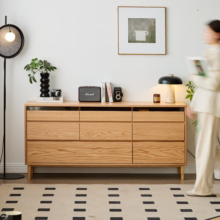 Scandinavian Oak Wood Chest Of 8 Drawers FLOATING LIGHT