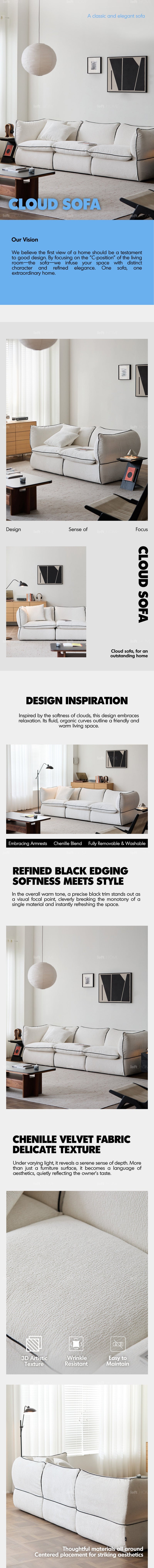 Minimalist Chenille Velvet Fabric Ottoman CLOUD More Details and Instruction