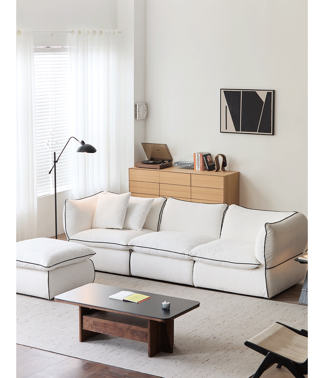 Minimalist Chenille Velvet Fabric 2 Seater Sofa CLOUD