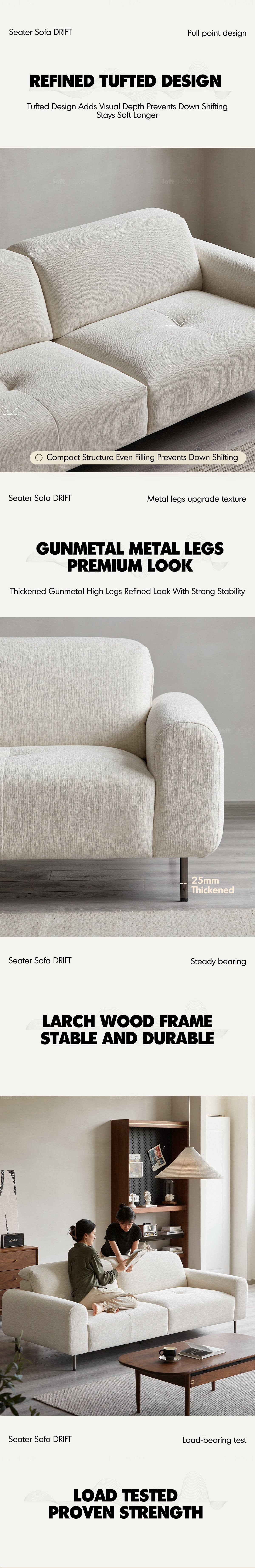 Minimalist Chenille Velvet Fabric 2 Seater Sofa DRIFT More Details and Instruction_12