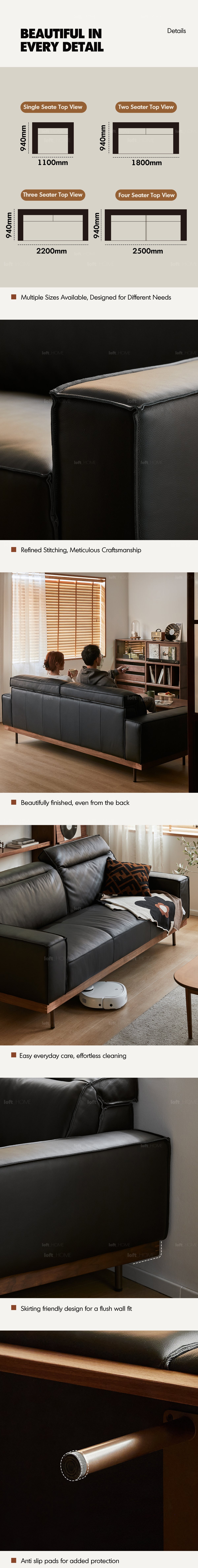 Japandi Genuine Leather 2 Seater Sofa RIVER More Details and Instruction_12