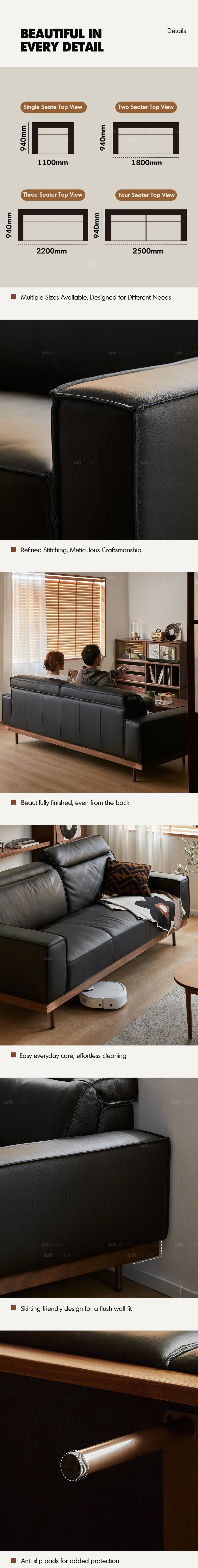 Japandi Genuine Leather 3 Seater Sofa RIVER More Details and Instruction_12