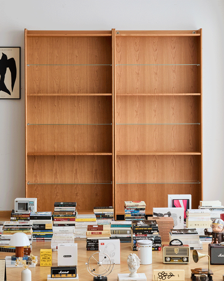 Scandinavian Cherry Wood Bookshelf Display Cabinet TIMELESS
