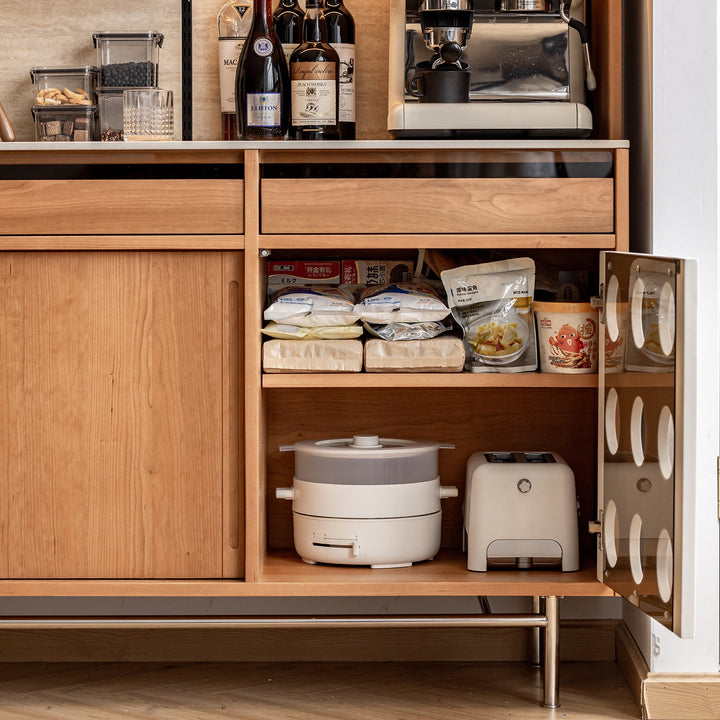 Scandinavian Cherry Wood Sintered Stone Cabinet TIMELESS