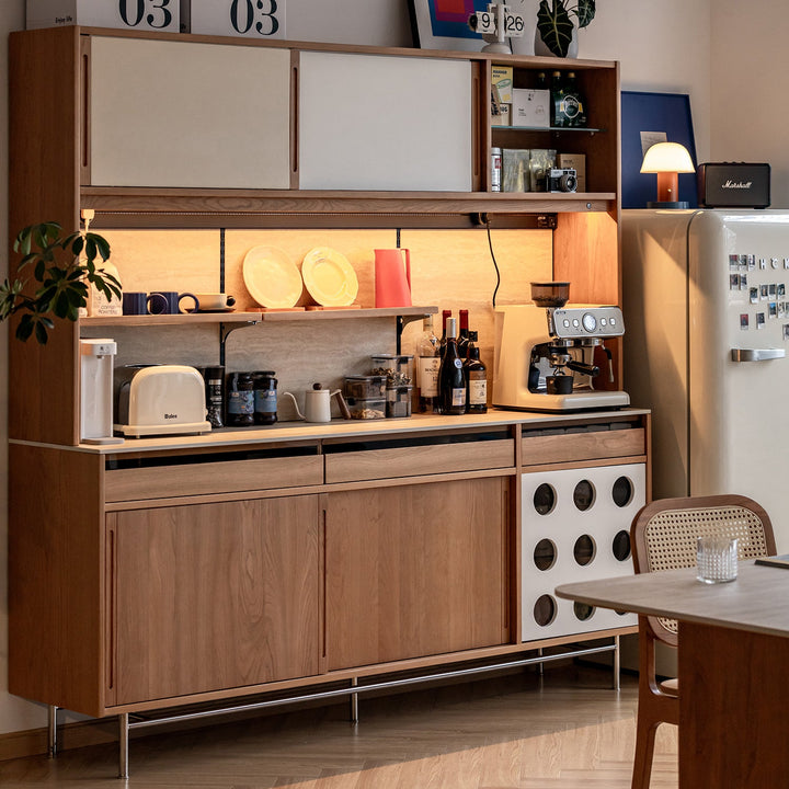 Scandinavian Cherry Wood Sintered Stone Storage Side Cabinet TIMELESS