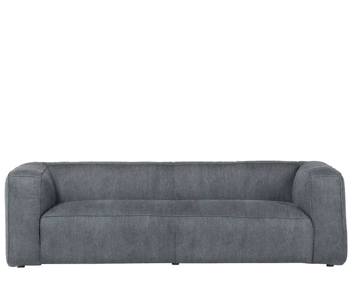 Minimalist canvas fabric 3 seater sofa finesse in close up details.