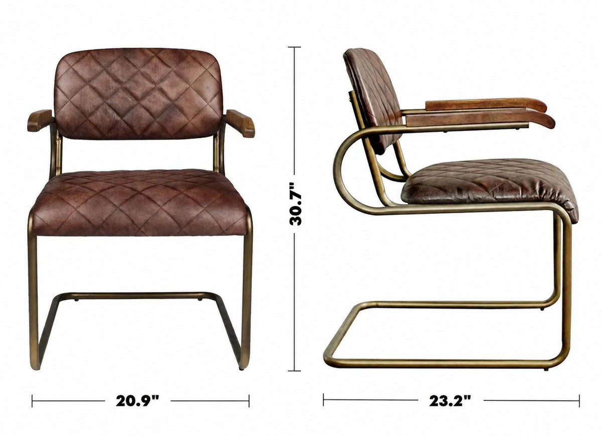 Vintage Genuine Leather Dining Chair DOSSEY Size Chart