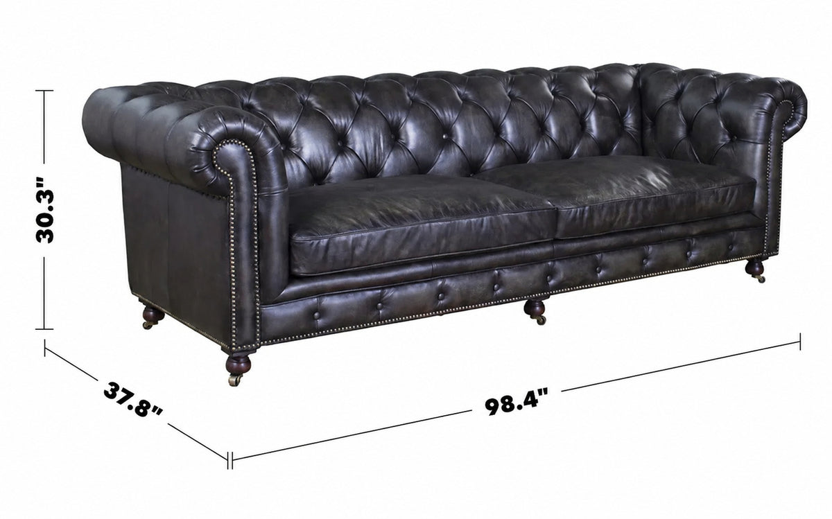 Vintage Genuine Leather 4 Seater Sofa CHESTERFIELD CLASSIC Size Chart