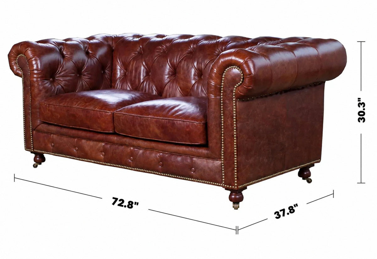 Vintage Genuine Leather 2 Seater Sofa CHESTERFIELD CLASSIC Size Chart
