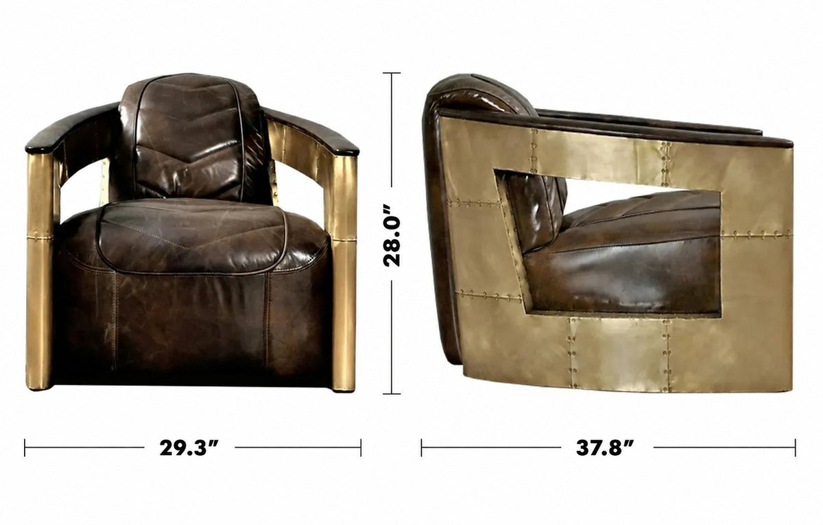 Industrial Genuine Leather 1 Seater Sofa AIRCRAFT Size Chart