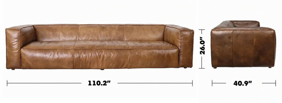 Vintage Genuine Leather 4 Seater Sofa ANTIQUE MASTER Size Chart