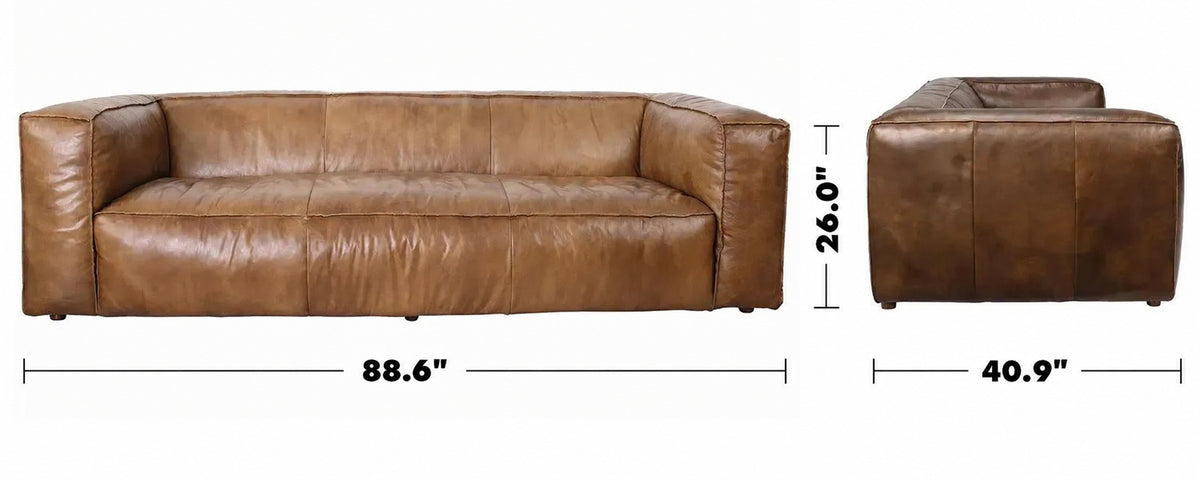 Vintage Genuine Leather 3 Seater Sofa ANTIQUE MASTER Size Chart