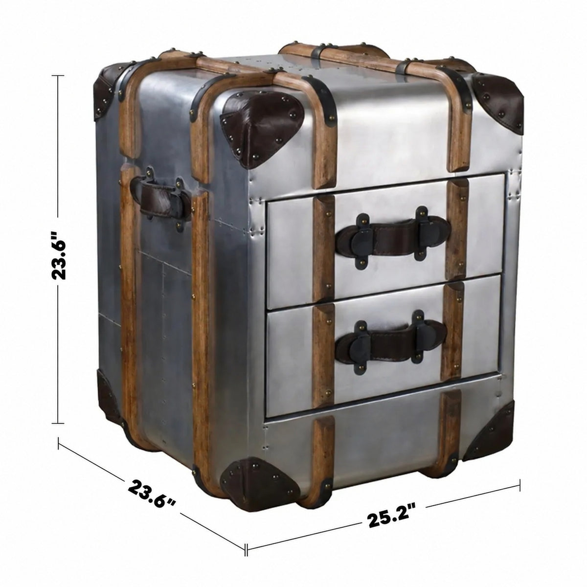 Industrial Aluminium Side Table RICHARDS' TRUNK Size Chart
