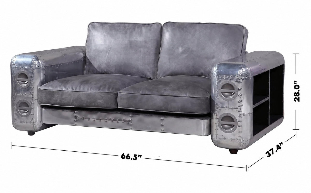 Industrial Genuine Leather 2 Seater Sofa SILVER AIRCRAFT Size Chart