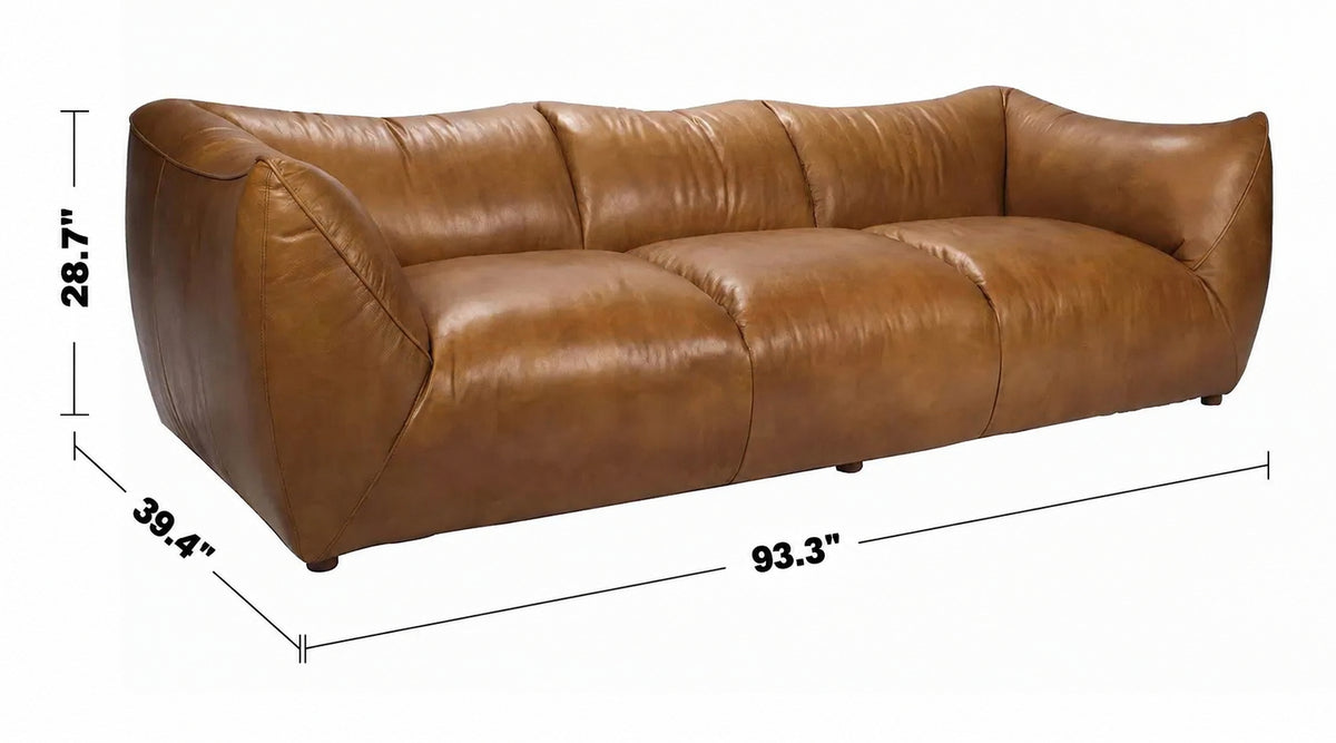 Vintage Genuine Leather 3 Seater Sofa BEANBAG Size Chart