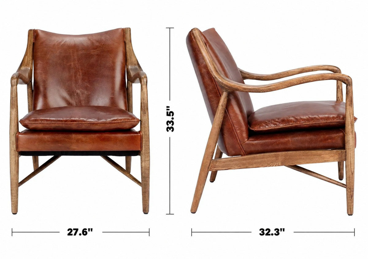 Vintage Genuine Leather 1 Seater Sofa COWBOY Size Chart