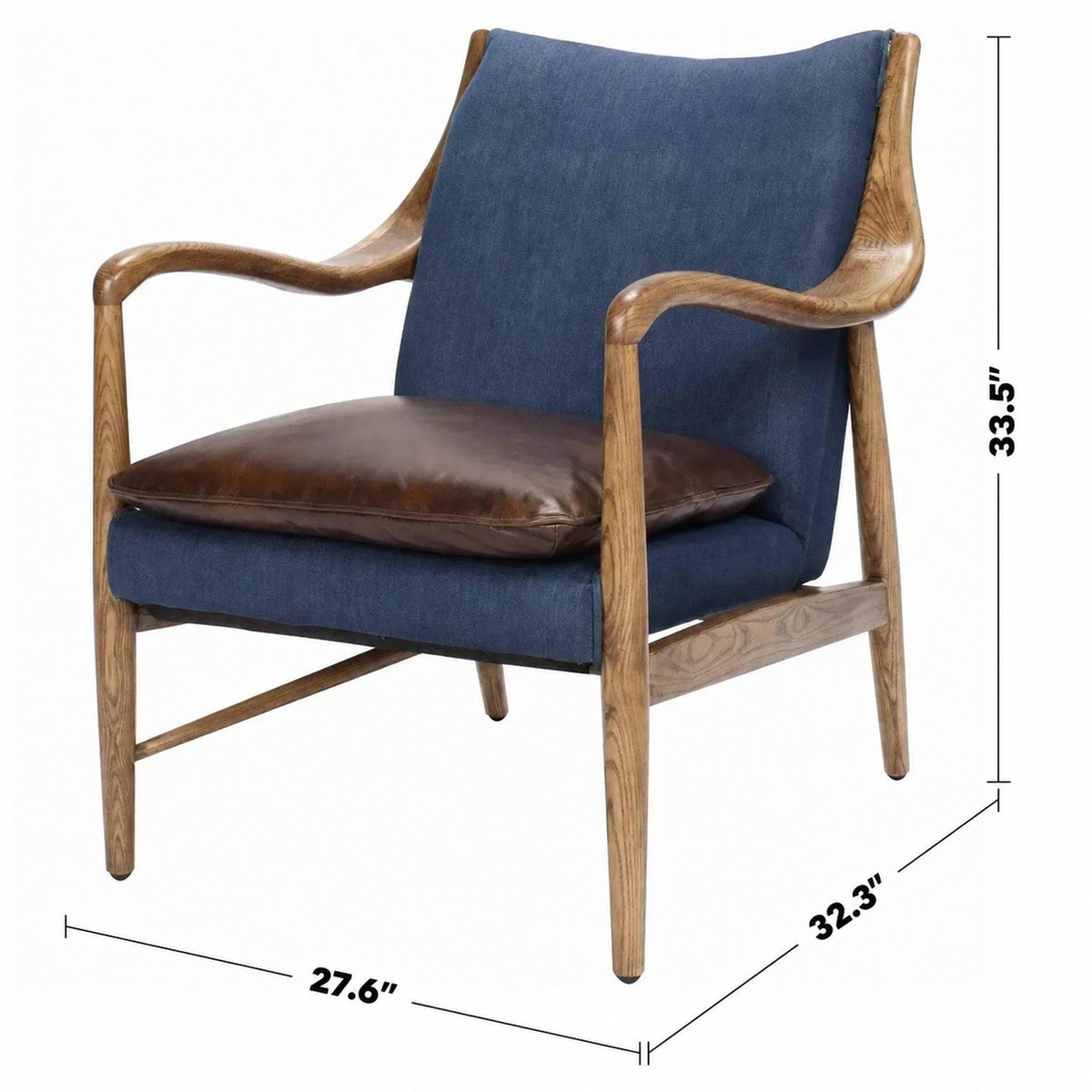 Vintage Jeans Fabric And Genuine Leather 1 Seater Sofa COWBOY Size Chart