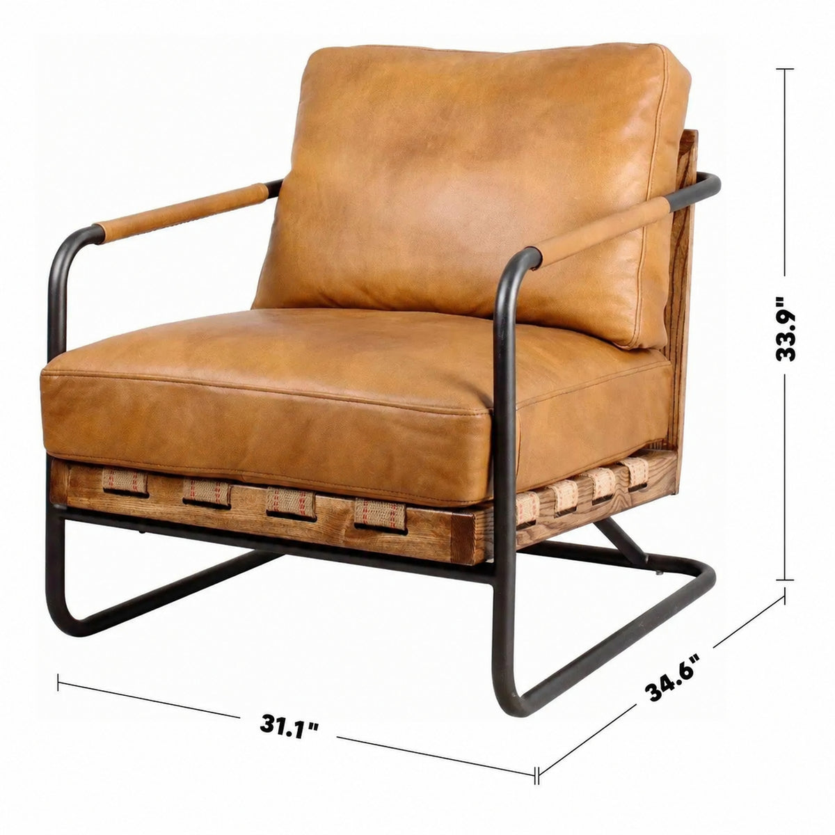 Industrial Genuine Leather 1 Seater Sofa GREY ASH Size Chart