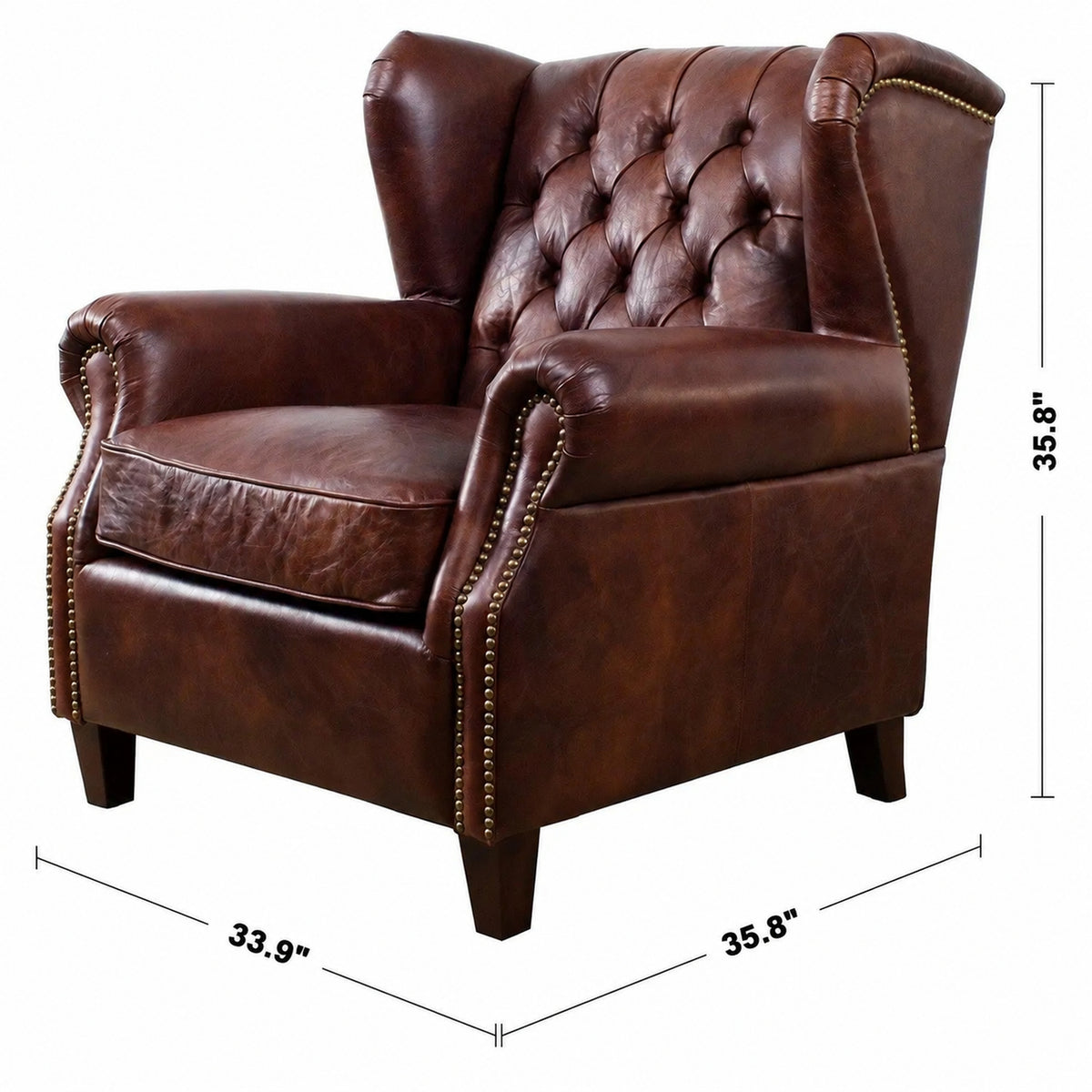 Vintage Genuine Leather 1 Seater Sofa FRANCO Size Chart