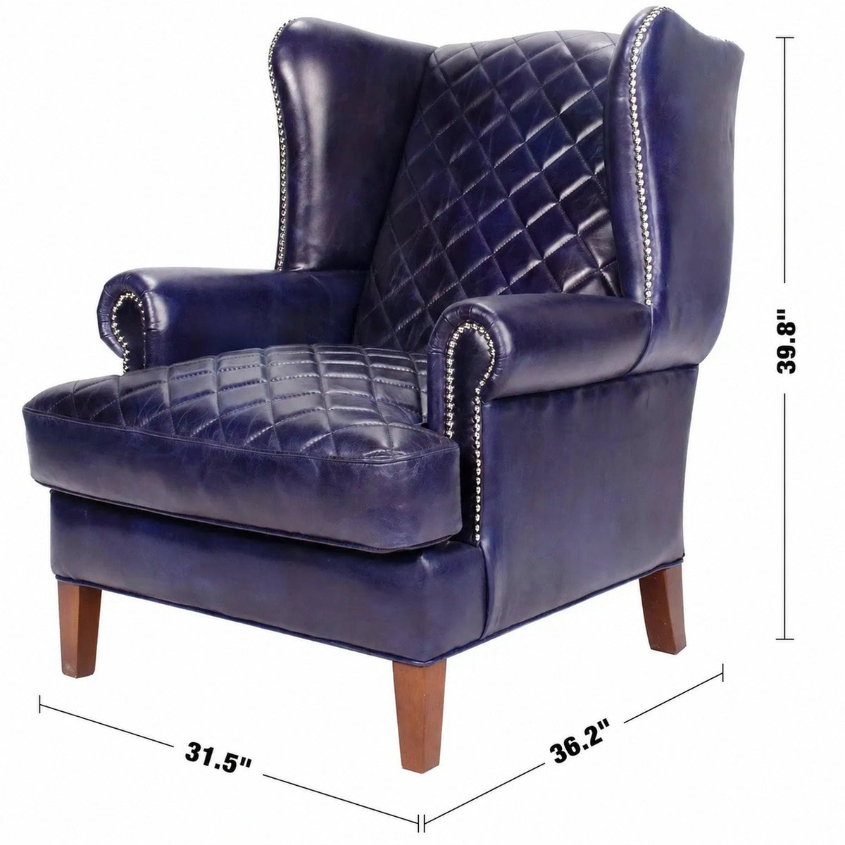 Vintage Genuine Leather 1 Seater Sofa WING S Size Chart