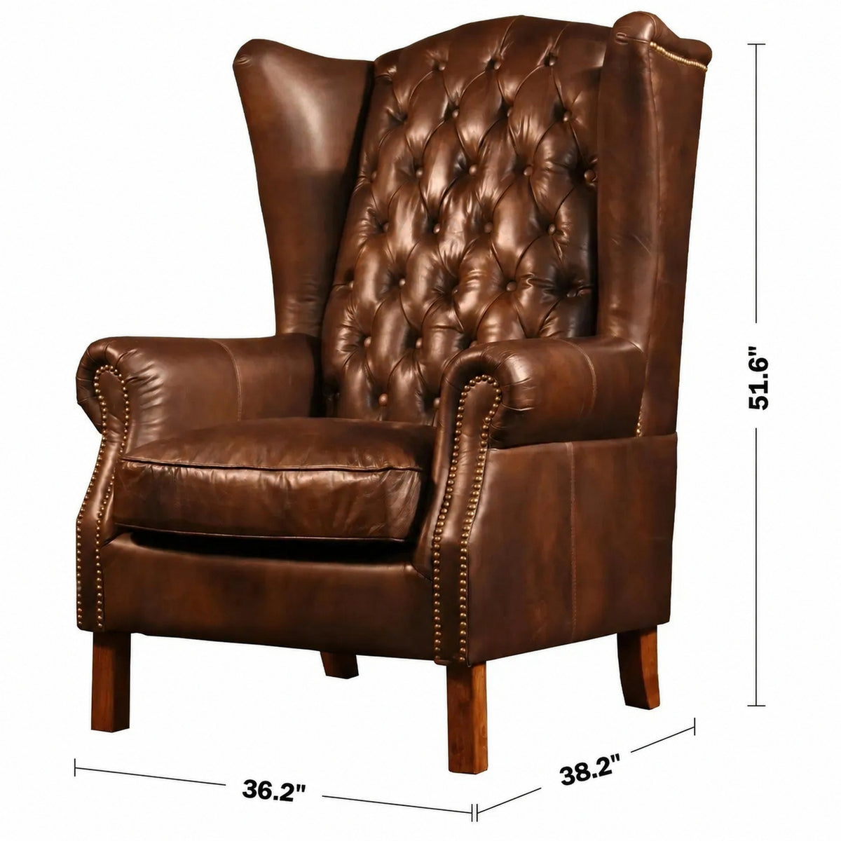 Vintage Genuine Leather 1 Seater Sofa WING L Size Chart
