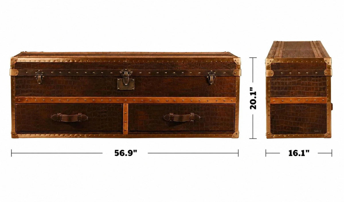 Vintage Genuine Leather TV Console LUXURY CROCODILE Size Chart