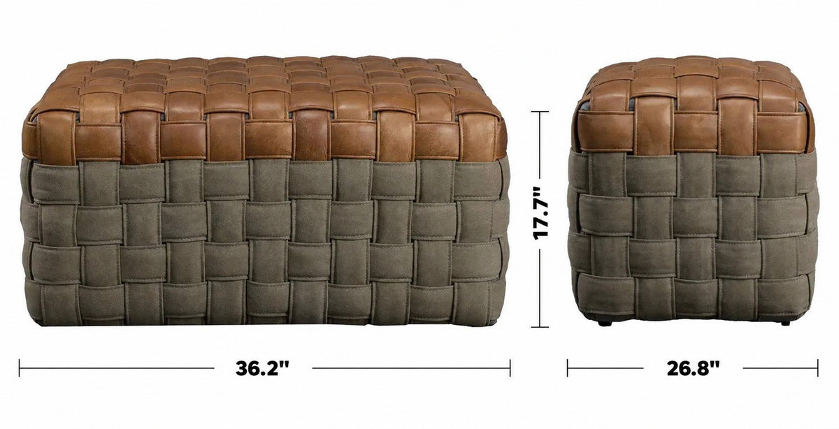 Vintage Genuine Leather Ottoman MARTIN Size Chart