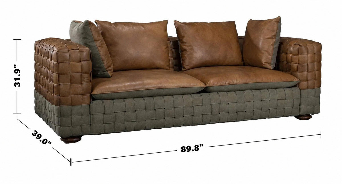 Vintage Genuine Leather 3 Seater Sofa MARTIN Size Chart