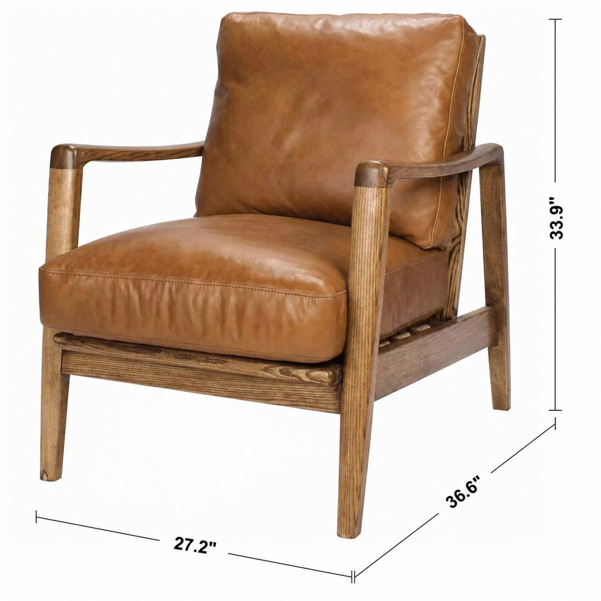 Vintage Genuine Leather 1 Seater Sofa KAPRYS Size Chart