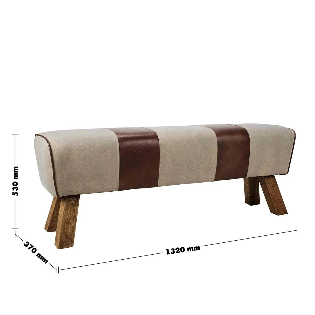 Vintage Canvas And Genuine Leather Bench BEIGE