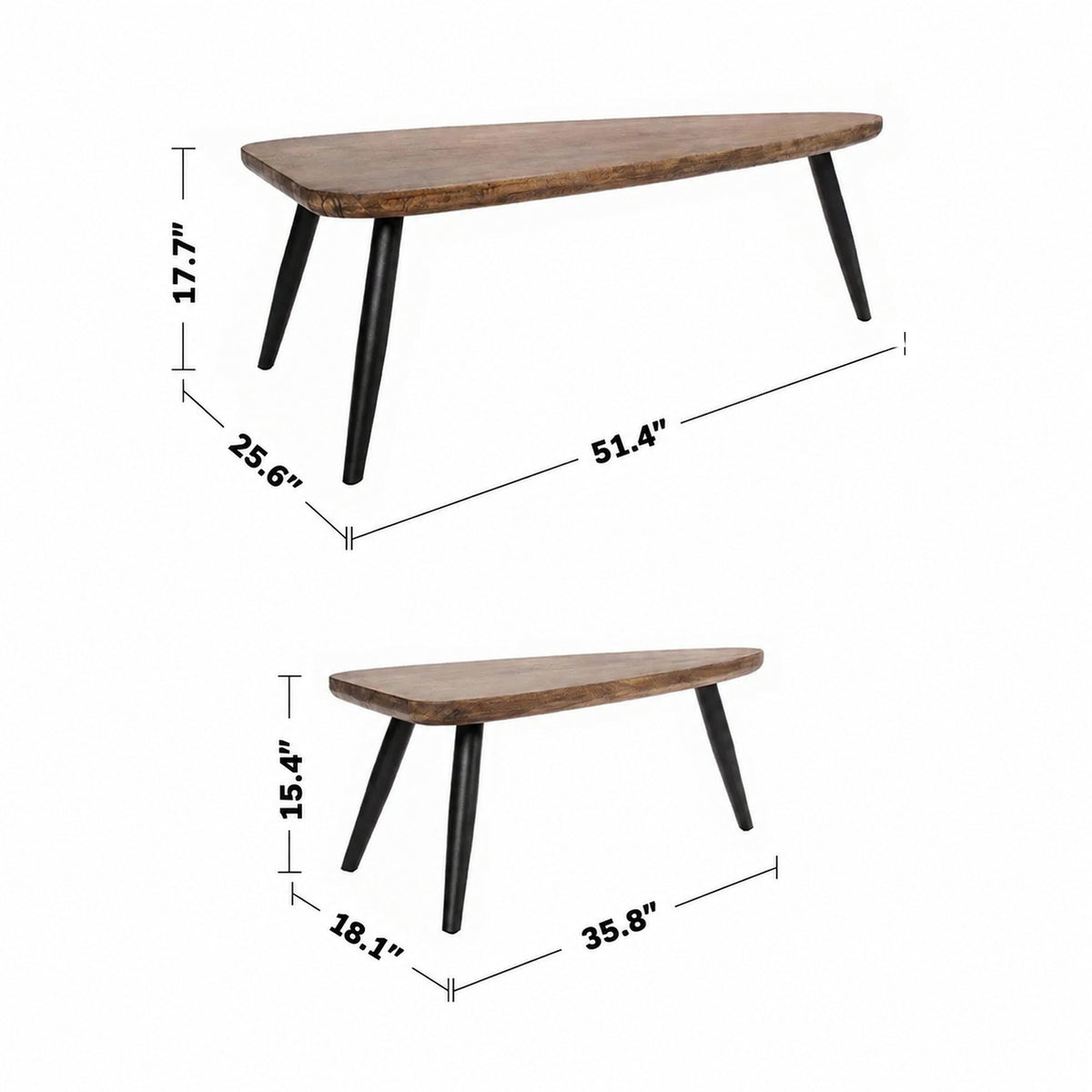 Industrial Wooden Coffee Table GREYASH Size Chart