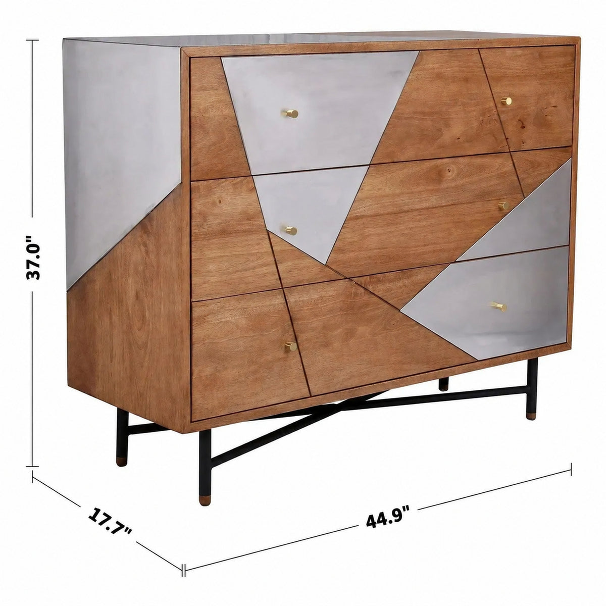 Industrial Wooden Drawer Cabinet GREYASH ALU Size Chart