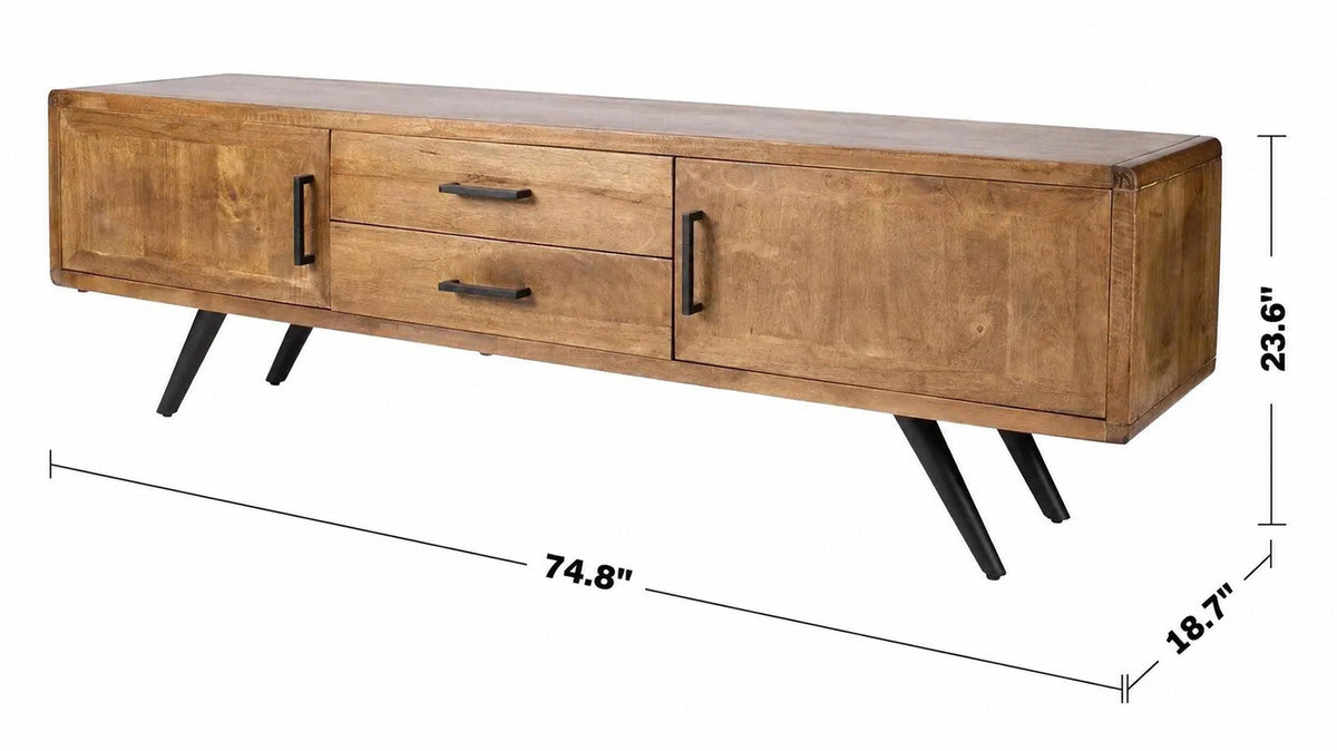 Industrial Wooden TV Console GREYASH Size Chart