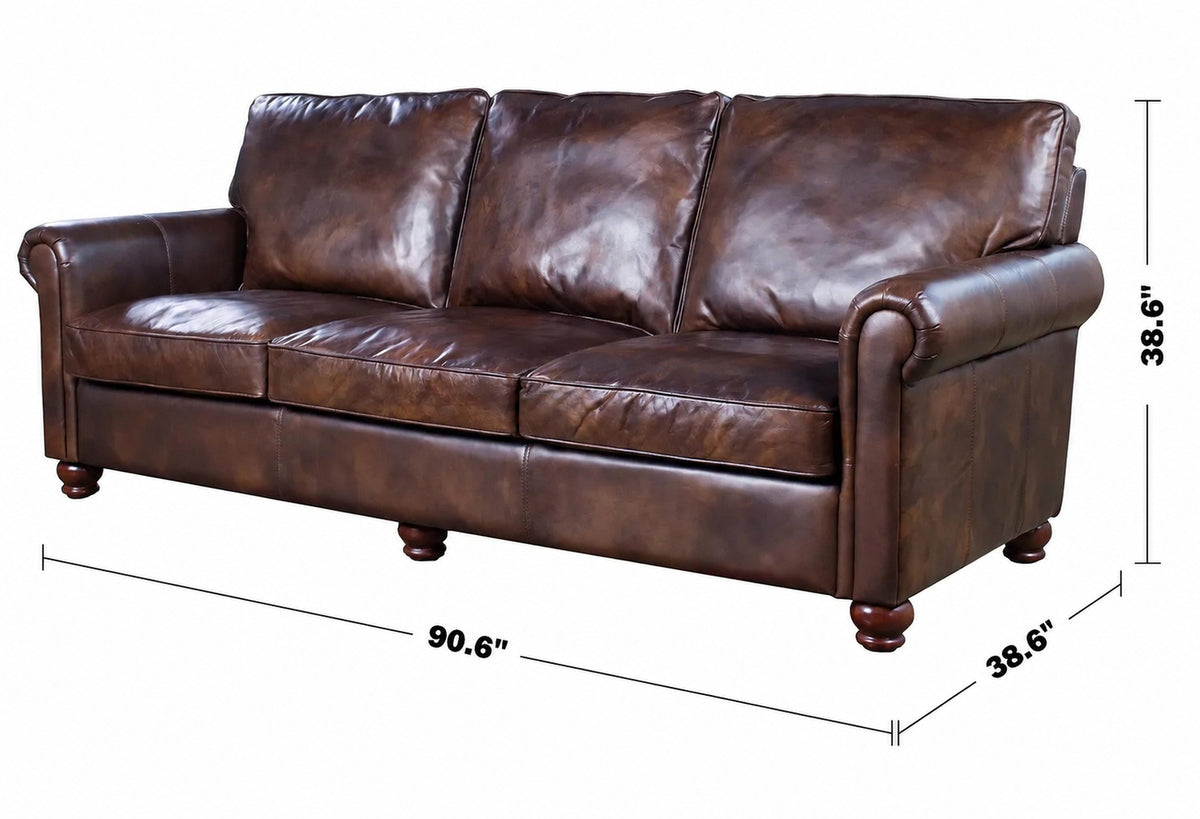Vintage Genuine Leather 3 Seater Sofa ANTIMAS Size Chart