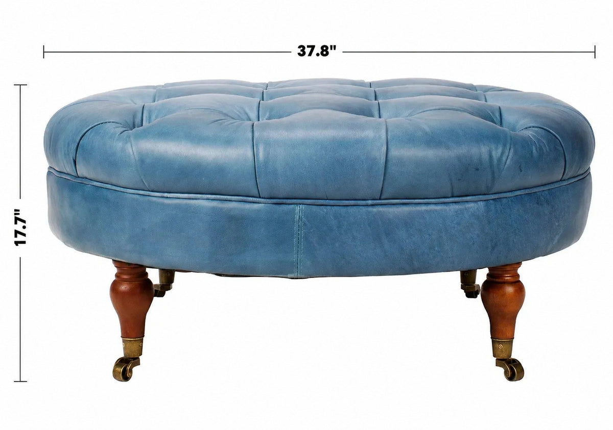 Vintage Genuine Leather Ottoman SAND Size Chart