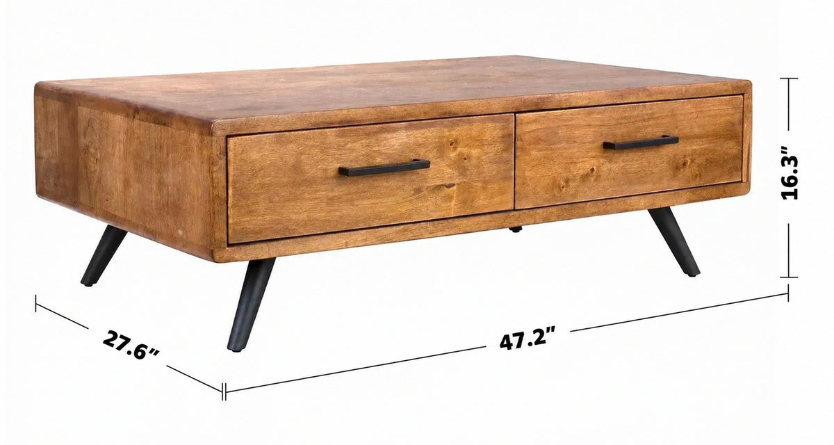 Industrial Rubber Wood Coffee Table SERB Size Chart