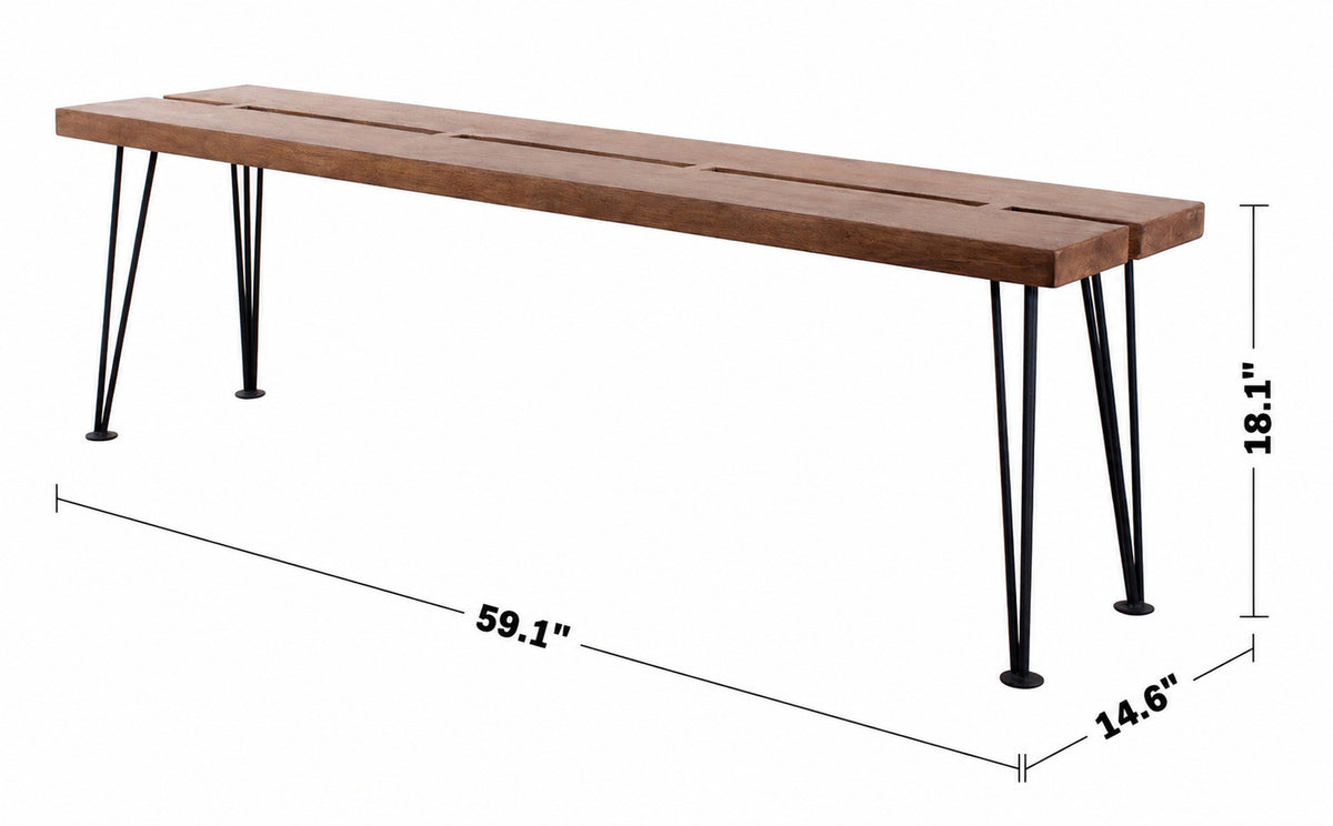 Industrial Rubber Wood Dining Bench DOVETAIL Size Chart