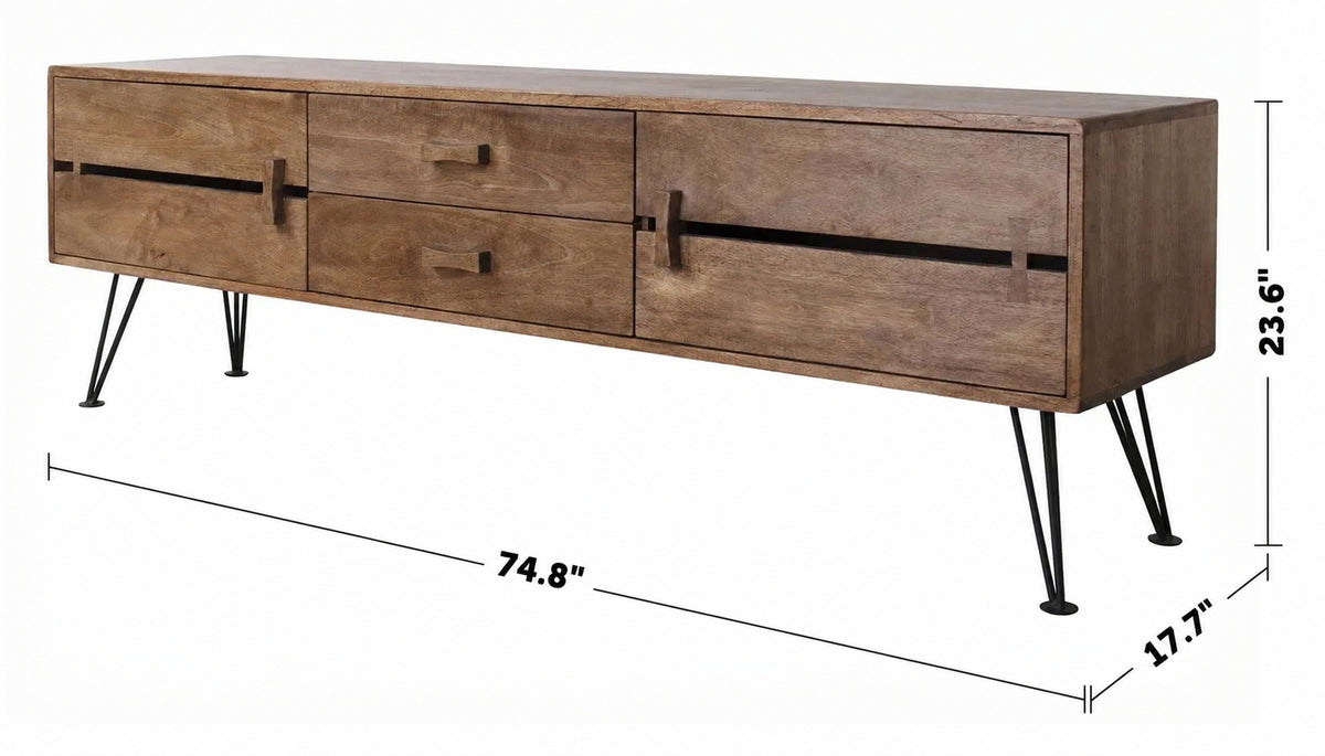 Industrial Rubber Wood TV Console DOVETAIL Size Chart
