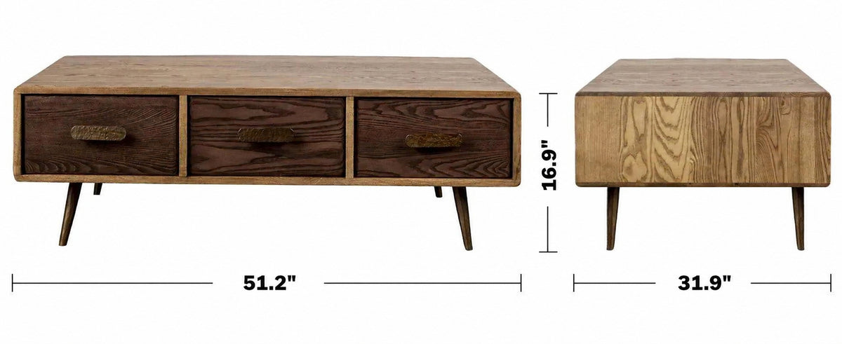 Vintage Wooden Coffee Table HAMMER BRASS Size Chart