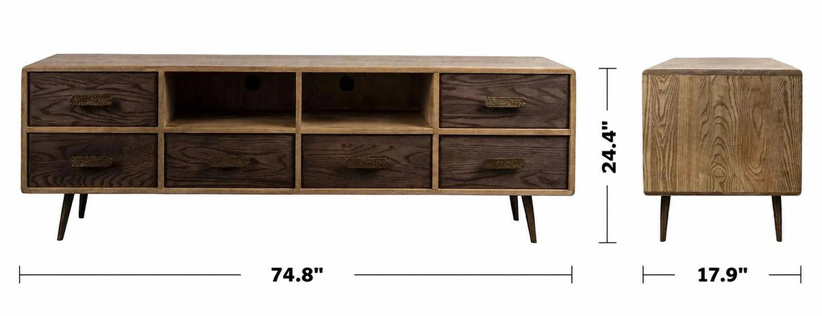 Vintage Wooden TV Console HAMMER BRASS Size Chart