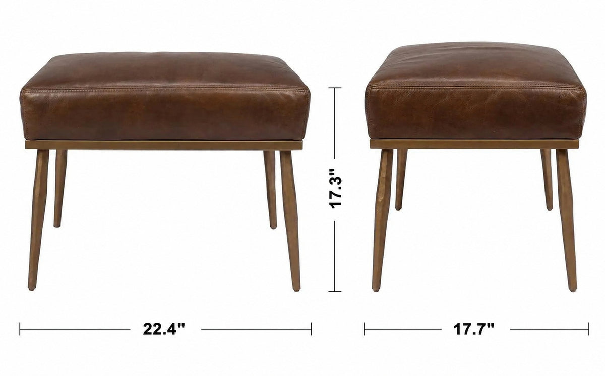 Vintage Genuine Leather Ottoman HUMMER BRASS Size Chart