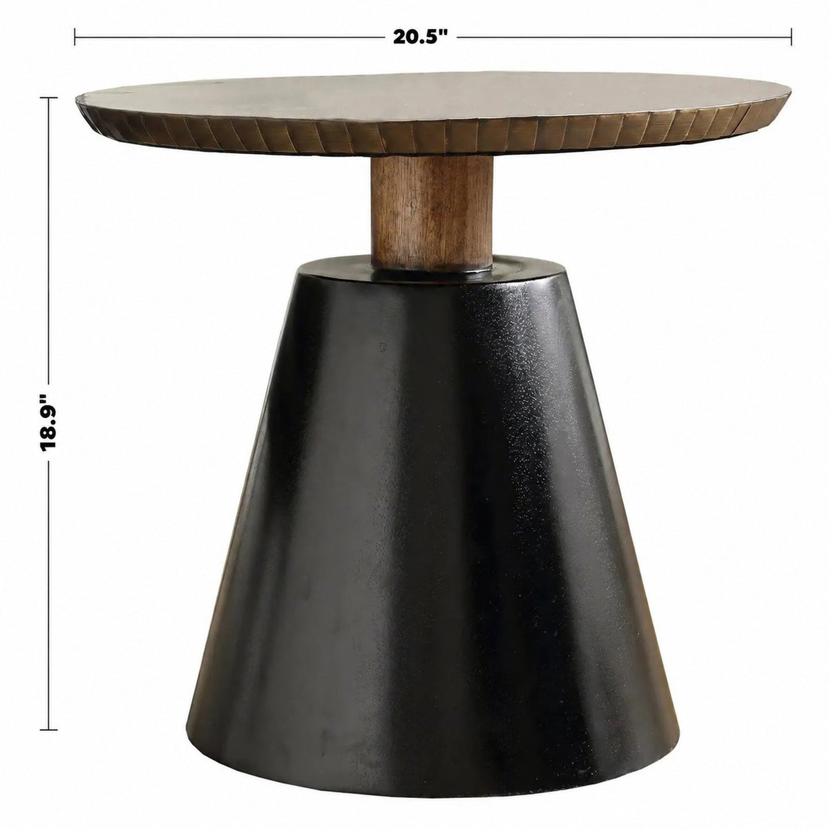 Vintage Wooden Round Side Table VINTAGE BRASS Size Chart