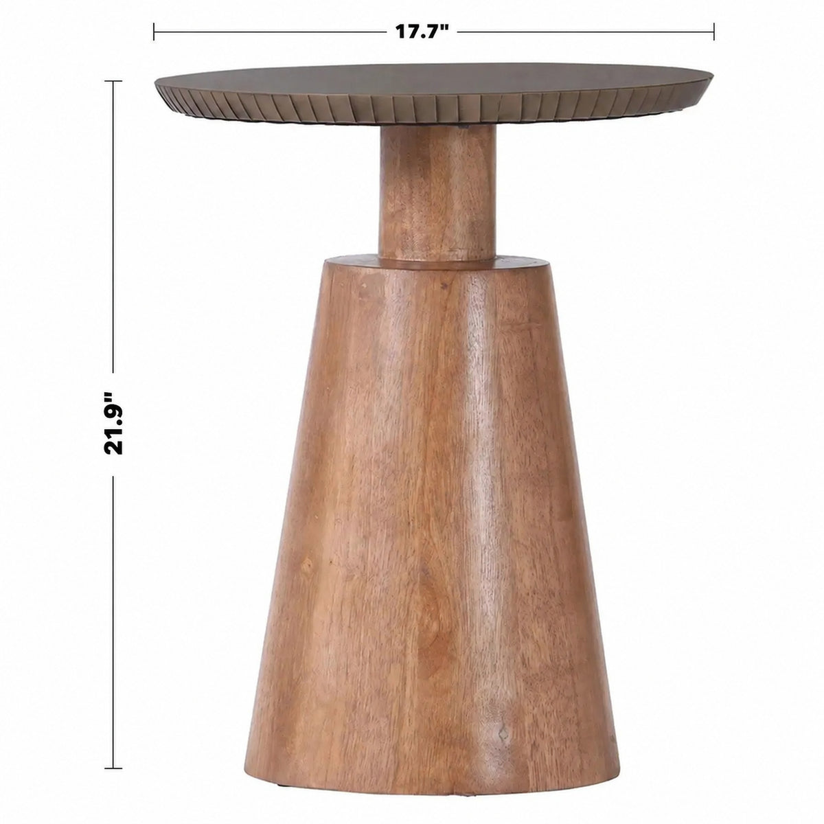 Vintage Wooden Round Side Table VINTAGE BRASS Size Chart_2
