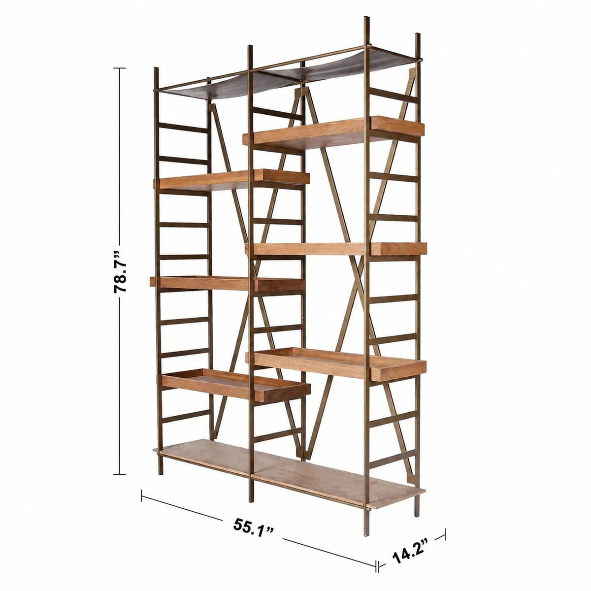 Industrial Wooden Display Shelf LAWN Size Chart