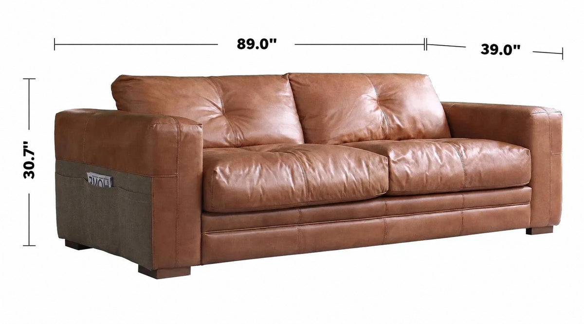 Vintage Genuine Leather 3 Seater Sofa CANVAS TER Size Chart