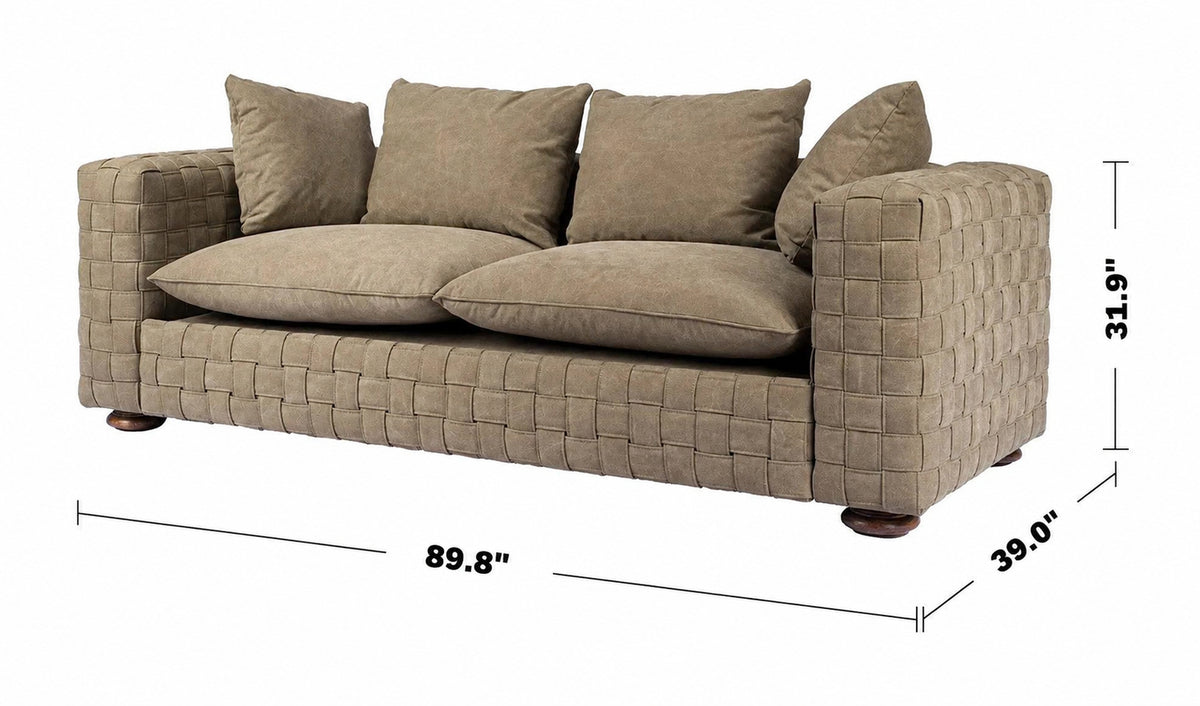 Vintage Canvas 3 Seater Sofa MARTIN Size Chart