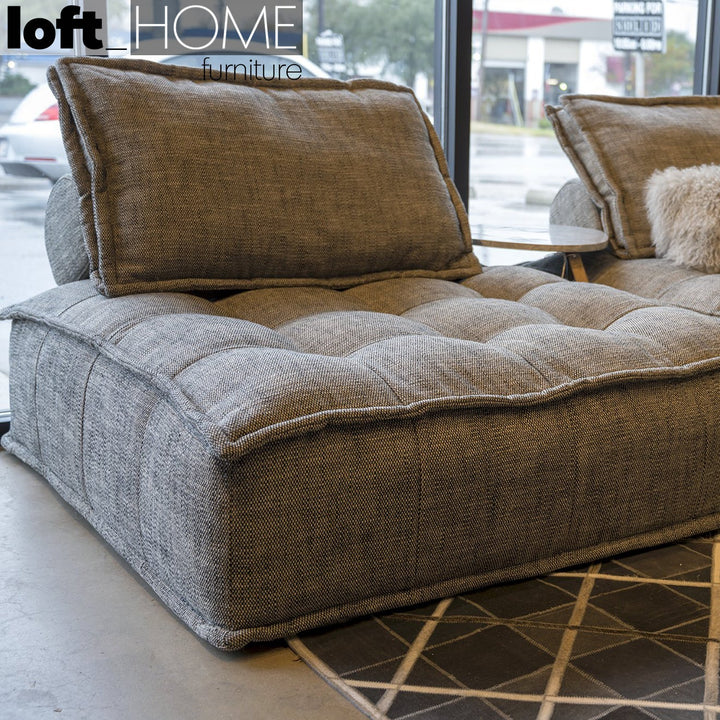 Vintage fabric 1 seater sofa element single in still life.