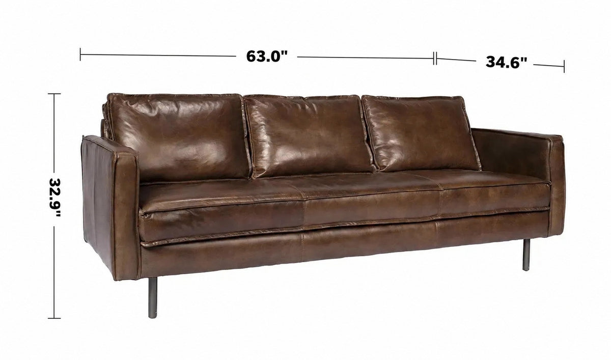 Vintage Genuine Leather 2 Seater Sofa BELGIAN Size Chart