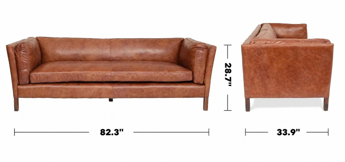 Vintage Genuine Leather 4 Seater Sofa REGGIO Size Chart